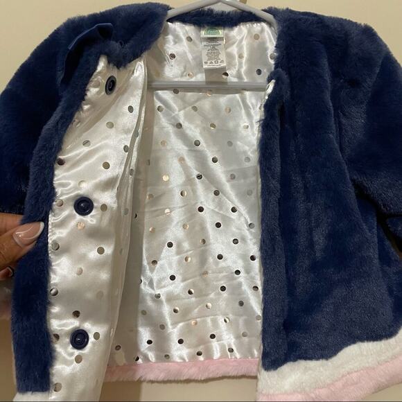 Infant Girls Winter Coat Color Block Faux Fur 18 Months Little Me - Picture 6 of 6
